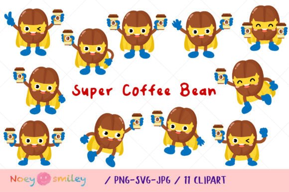 Funny Coffee Beans Super Hero Mascot Graphics and Illustrations Review