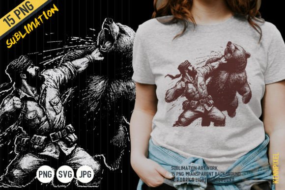 Funny Man Punching Bear Hunting Camping Graphics and T-Shirt Designs Review