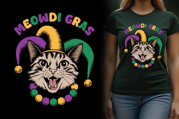 MEOWDI GRAS, Funny Mardi Gras T-shirt