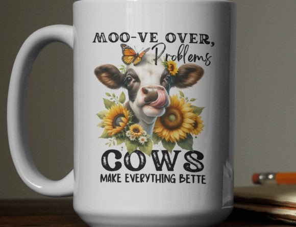 Moo-ve over Problems, Funny Cows Png Graphics and T-Shirt Designs