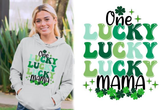 Retro One Lucky Mama Shamrock Design Tee Graphics and T-Shirt Designs