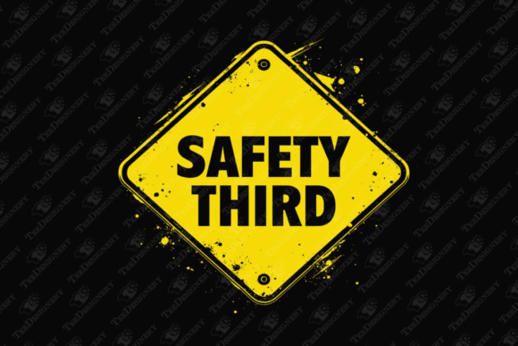 Safety Third Funny Warning Sign Sarcasm Graphics and T-Shirt Designs