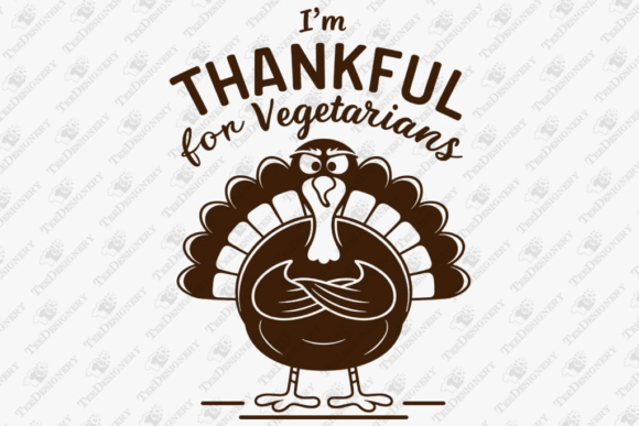 Thankful Turkey Funny Vegetarian Humor Graphics and T-Shirt Designs